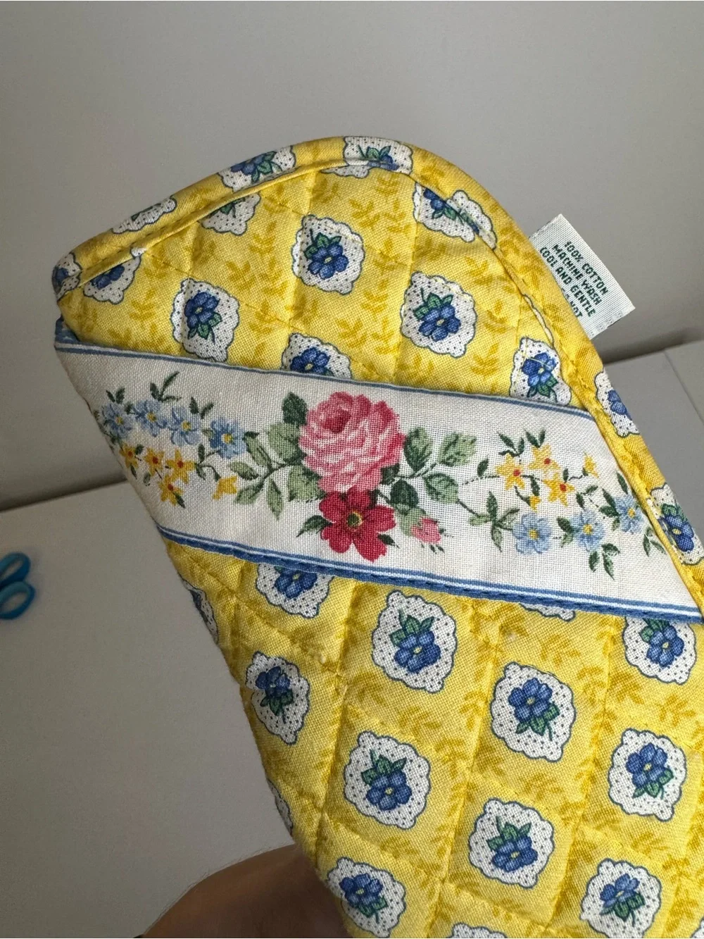 Vera Bradley Elizabeth Yellow Floral Quilted Eyeglasses Case Vintage Made USA